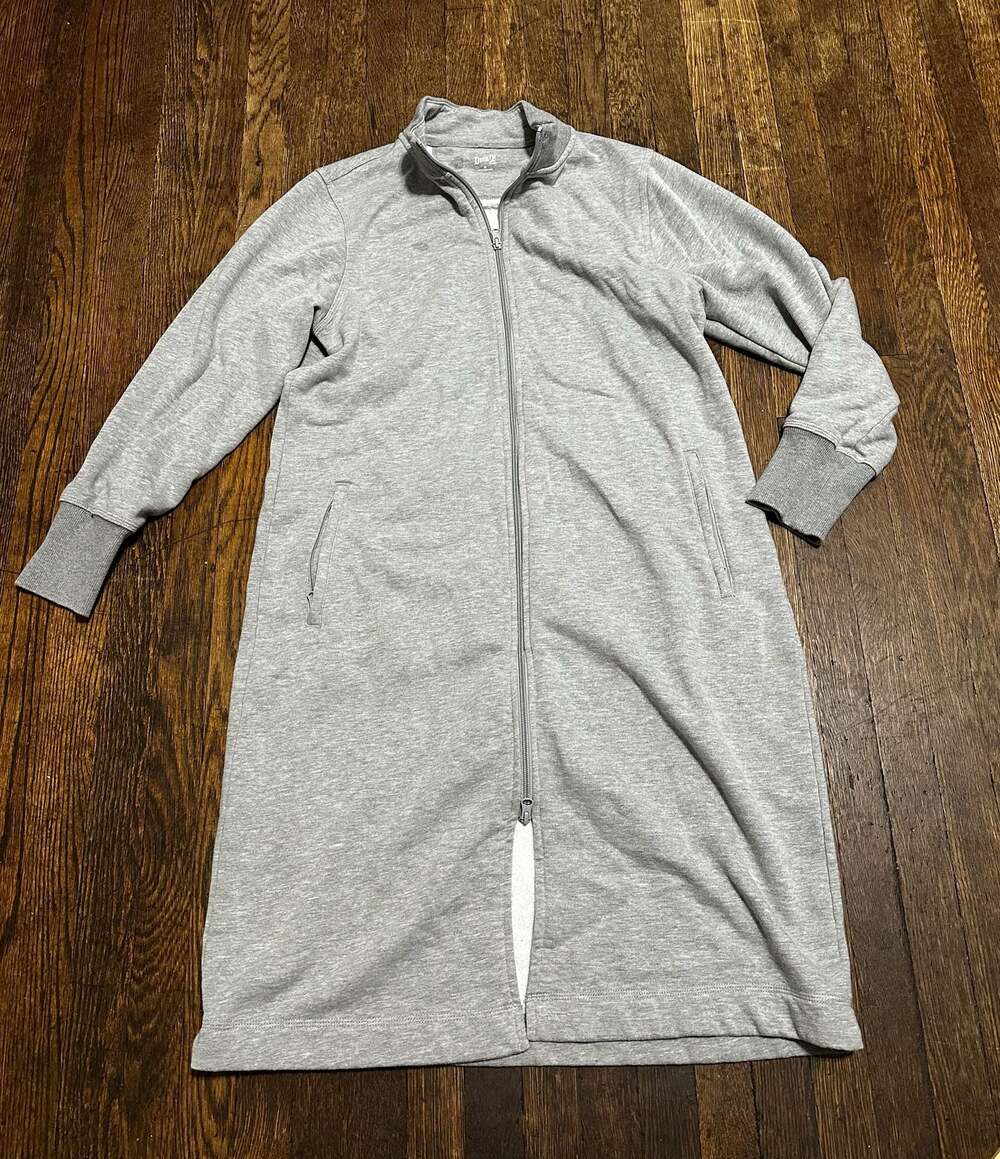 Duluth Trading Co Souped-Up Fleece Zip Up Long Robe Heather Gray Women's Medium